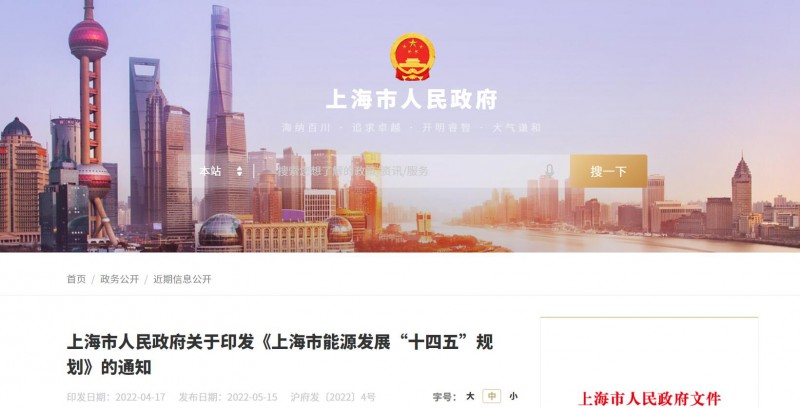 光伏新增2.7GW！上海市印發(fā)能源“十四五”規(guī)劃！
