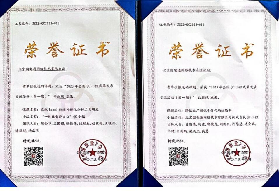 國網(wǎng)信通產(chǎn)業(yè)集團(tuán)國電通兩項(xiàng)QC成果分獲2023年全國QC小組成果二、三等獎(jiǎng)